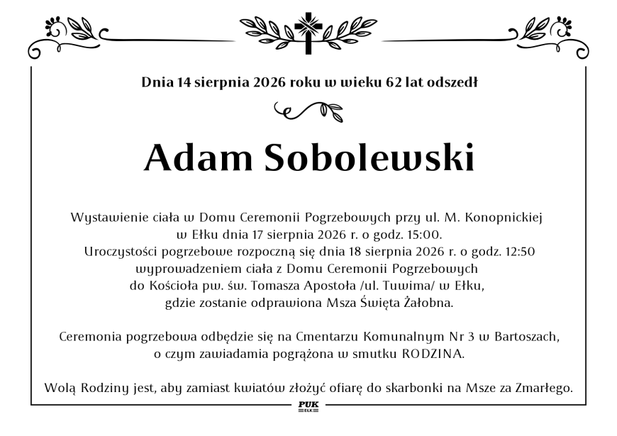 Adam Sobolewski - nekrolog